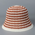Detailed close-up showing the knit texture and striped pattern of this bucket hat - M (56-58cm) / Orange Red