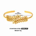 Adjustable 18k gold plated stainless steel bracelet with double row leaf design - Gold Double Layer Leaf