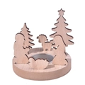 Wooden nativity scene Christmas candle holder with laser-cut silhouettes and metal tea light slot - Nativity Scene Style