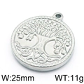 Silver Tree of Life stainless steel round pendant, 25mm diameter and 11g weight - Silver Classic Tree of Life Style (KLJ5820-Z)