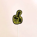 Décoration de gâteau pouce levé noir avec bordure néon jaune pour fête à thème - Geste Pouce en l'Air (A12) / Lot de 10 Pièces