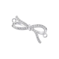 Macro shot of silver bow pendant featuring pave-set zircons and dual link rings - VD1492 Style / White Gold