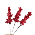 Three artificial Christmas red berry stems for holiday wreaths and tree DIY decorations - Small Red Berry Clusters