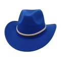 Royal blue wide brim western cowboy hat with studded braided band in a 45-degree view - One Size / Royal Blue (Braided Decor)