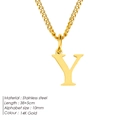 Minimalist stainless steel 'Y' initial alphabet pendant necklace in 14K Gold plating - Letter Style(Y) (CDNP014) / Gold