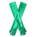 50 cm lange grüne Lacklederhandschuhe mit glänzendem Stretch-Finish für Cosplay - Einheitsgröße / Grün (50cm)