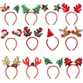 12er-Set festliche Weihnachts-Haarreifen mit Rentiergeweihen und Feiertagssternen - 12er Stirnband Set B