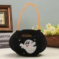 Halloween plush candy bag with ghost embroidery and custom orange name ELIJAH - Ghost