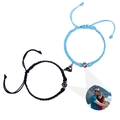 Bracciali di coppia magnetici cuore nero e azzurro con proiezione in 100 lingue - Set coordinato Nero e Blu (Set-3)