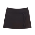 Jupe-culotte minimaliste marron foncé avec ceinture fine assortie de couleur unie - XS / Marron