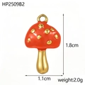 Fashionable red and gold mushroom charm pendant for DIY jewelry making 1.1x1.8cm - Red
