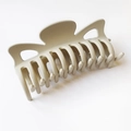 Beige 12cm large bow claw clip in matte plastic finish for elegant hairstyling - Light Khaki