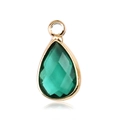 Teardrop green birthstone charm with golden metal frame for DIY jewelry making - Gold - May