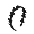 Détail de fleurs brodées en tissu noir sur un serre-tête classique vintage pour enfant - Noir (3)