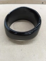 Minimalist wide glossy black acrylic resin bangle with a smooth round geometric finish - Black (Wide)