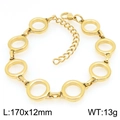 Bracciale regolabile in acciaio inossidabile dorato con maglie circolari e chiusura a moschettone - Oro (KB208722-ZCG)