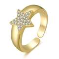 Gold plated open ring featuring a sparkling star motif set with cubic zirconia stones - Gold Star Zirconia (JZ00132)