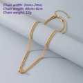Gold double-layered rope chain necklace in titanium steel with 2mm width and 48cm length - 2mm Width-48cm+6cm Length (12g) / Gold