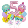 Pastellfarbenes Eis-Ballon-Set mit rosa Zahl 5 für den 5. Kindergeburtstag Dekoration - Süßes Süßigkeiten-Ballonset (Nummer 5)