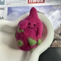 Handmade dragon fruit wool felt keychain with pink scales and cute smiling face - Dragon Fruit