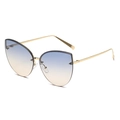 Cat eye oversized sunglasses with gold metal frame and blue-yellow gradient lenses - Gold Frame/Blue Tea Gradient Lens