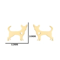 Golden dachshund puppy dog stud earrings with heart cutout design measuring 12mm by 10mm - Heart Chihuahua / Gold