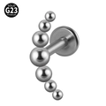 Solid G23 titanium labret stud featuring a curved seven-bead arc design for ear or lip - G23 Titanium 1.2*6mm