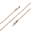 Detail of golden metal chain with lobster clasps and white rubber loops for glasses - Dense Woven Metal Chain (6)