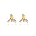 Chic 18K gold earrings featuring a pear-shaped yellow zircon and fan-shaped white stones - Gold Arch with Yellow Main Stone (E2132)