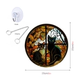 Close-up of Halloween cat acrylic suncatcher with 20cm metal chain and suction cup hook - Two Black Cats (Small)