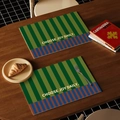 Waterproof leather placemat with green vertical stripes and Choose Joy Daily text - Green Striped