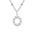 Silver titanium steel necklace featuring a letter O pendant with imitation pearls - O-Steel Color