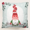 Funda de cojín navideña con lindo gnomo e impresión de texto Merry Christmas - Estilo 15-Gnomo de Navidad azul / 45x45 cm