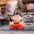 Tang Dynasty lady figurine in traditional red dress playing ancient guqin instrument - Playing Zither