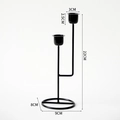 Vintage black metal double-headed candle holder with a geometric round hollow base - Hollow Base 2-Head-Black