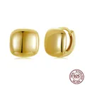 Elegant geometric gold square hoop earrings made of real 925 sterling silver for women - Square Style / Gold