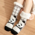 Calze invernali in peluche con motivo panda e spessa fodera in pile bianco - 35-42 / Panda a Scacchi