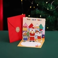 3D pop-up Christmas card with cartoon characters and a red envelope set for holiday gifts - Christmas Gift / 12x12cm (Including Envelope/Sticker)