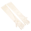 Elegant ivory satin bridal long gloves above the elbow for weddings and parties - One Size / Apricot