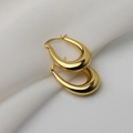 Pendientes de gota dorados pulidos de plata de ley 925 con diseño grueso y hueco - Aro de Gota de Agua Simple / Dorado