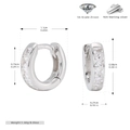 Detail view of S925 sterling silver hoop earrings with dimensions and weight info - Silver Plated 925 Silver - White Zirconia