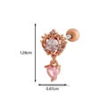 Rose gold stainless steel screw-back earring with a pink heart gemstone pendant - 4# Rose Gold (Vintage Crown & Pink Heart)