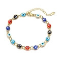 Colorful evil eye bracelet with golden metal chain and adjustable lobster clasp - Colorful Eyes Gold