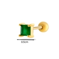 Detail view of 0.5cm emerald green square cubic zirconia stud with gold screw ball backing - 3# Gold Green Stone (HSPJ058) / 0.5cm