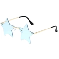 Star-shaped rimless sunglasses with light blue transparent lenses and gold metal frames - Gold Frame Light Blue