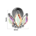 Iridescent opal labret stud in marquise cut with stainless steel base size 6x5mm - 1.2x6mm / Steel-3 AB Marquise Zircons