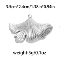 Poliertes 304 Edelstahl Ginkgoblatt Anhänger für DIY Schmuck Silber 3.5x2.4cm - Großes Ginkgoblatt / Silber