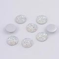 Macro detail of 14mm white resin druzy round flatback cabochons with sparkling texture - 14mm / Iridescent White