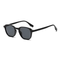 Klassische schwarze ovale Sonnenbrille mit dunkelgrauen Gläsern im Full-Frame-Stil - Schwarzer Rahmen Graue Gläser