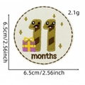 Detail of 11 months baby milestone embroidered patch with yellow gift box design - 11 Months (11#)